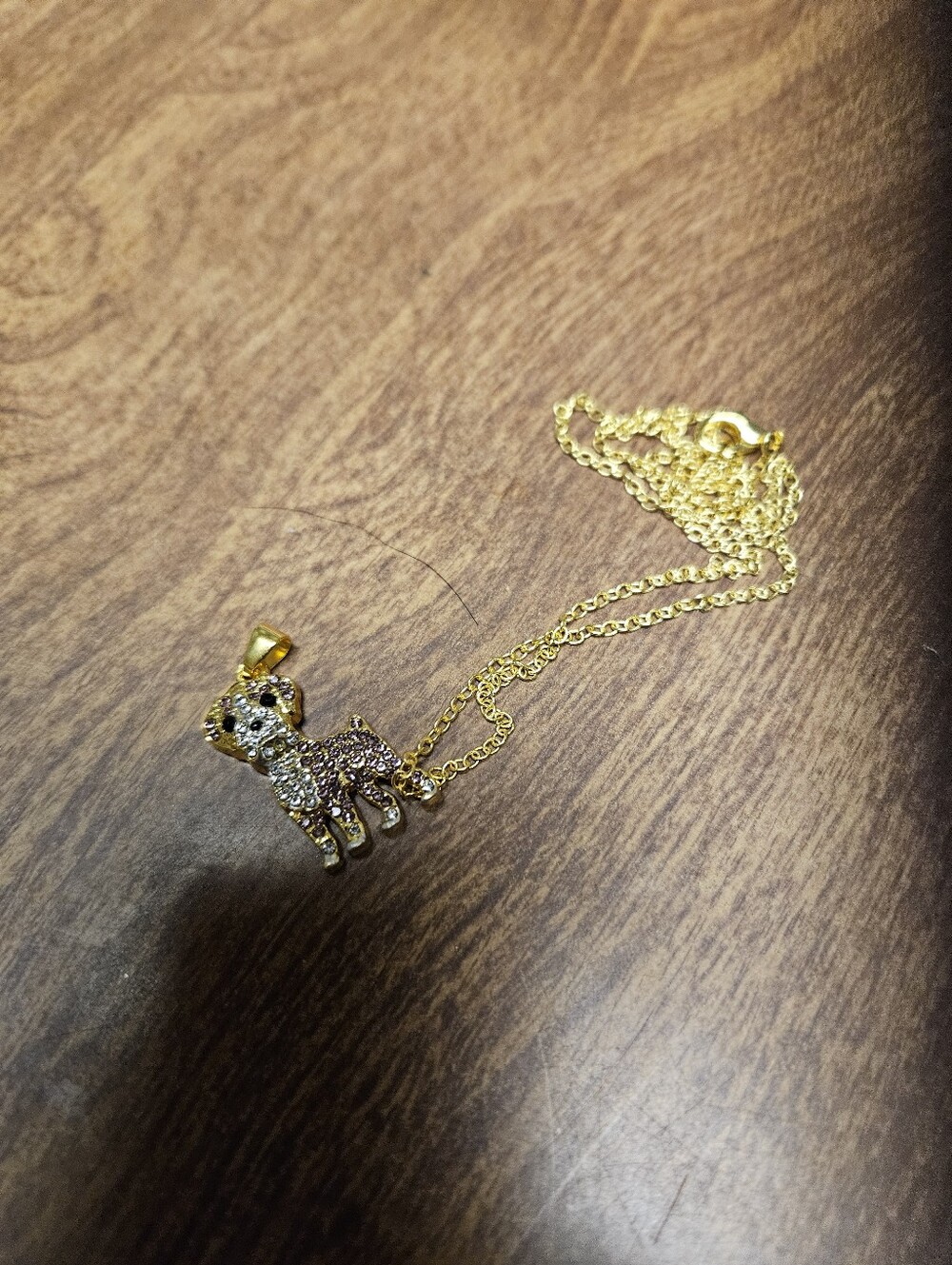 Gold-Tone Crystal Puppy Pendant Necklace - Women Jewelry